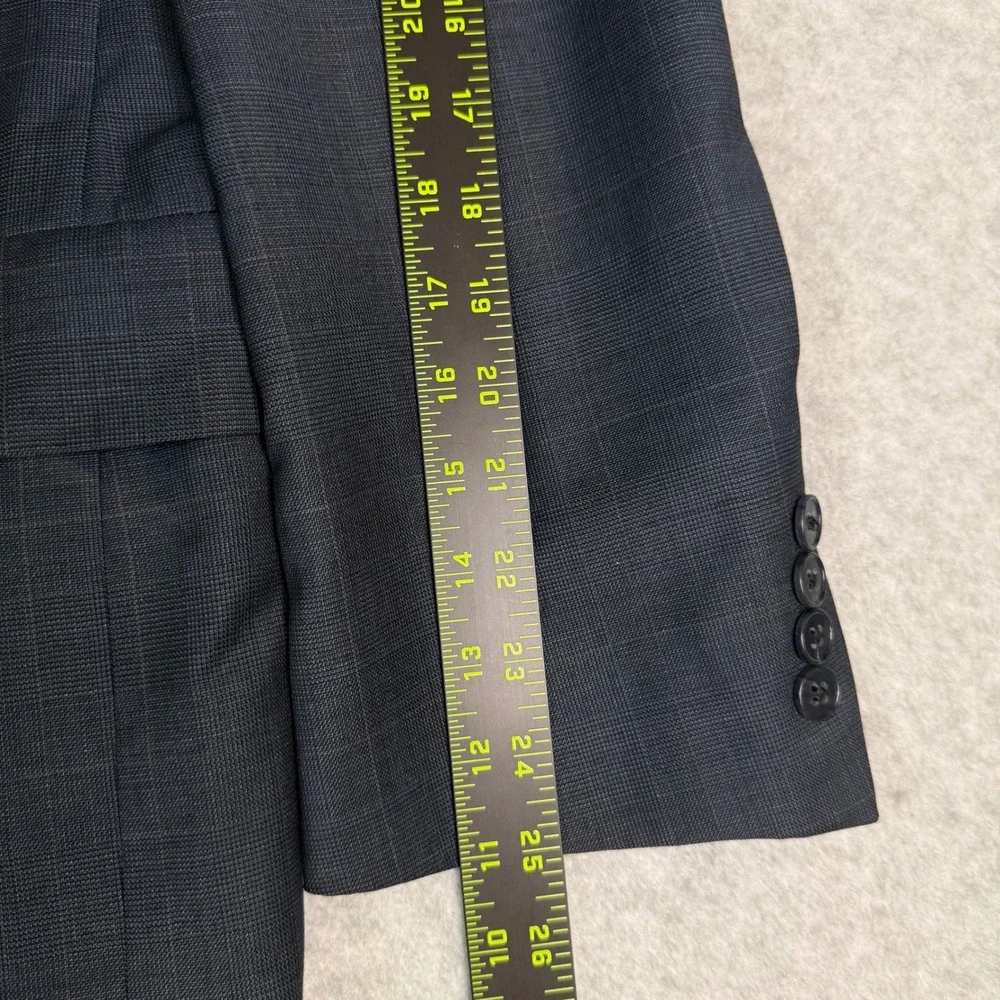 Hart Schaffner Marx Dillard's Mens 44R‎ Blazer Pure New Wool Glen Plaid Charcoal
